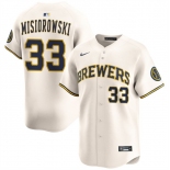 Men's Milwaukee Brewers #33 Jacob Misiorowski Cream 2025 Limited Stitched Baseball Jersey