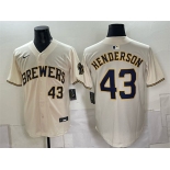 Men's Milwaukee Brewers #43 Logan Henderson Cream Stitched Baseball Jersey Men's Milwaukee Brewers #43 Logan Henderson Cream Stitched Baseball Jersey