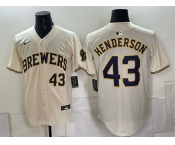 Men's Milwaukee Brewers #43 Logan Henderson Cream Stitched Baseball Jersey Men's Milwaukee Brewers #43 Logan Henderson Cream Stitched Baseball Jersey