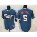 Men's Milwaukee Brewers #5 Garrett Mitchell Mineral Blue 2026 City Connect Stadium Stitched Baseball Jersey Men's Milwaukee Brewers #5 Garrett Mitchell Mineral Blue 2026 City Connect Stadium Stitched Baseball Jersey