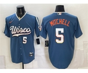 Men's Milwaukee Brewers #5 Garrett Mitchell Mineral Blue 2026 City Connect Stadium Stitched Baseball Jersey Men's Milwaukee Brewers #5 Garrett Mitchell Mineral Blue 2026 City Connect Stadium Stitched Baseball Jersey