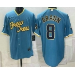 Men's Milwaukee Brewers #8 Ryan Braun Blue 2026 City Connect Stadium Stitched Jersey Men's Milwaukee Brewers #8 Ryan Braun Blue 2026 City Connect Stadium Stitched Jersey