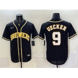 Men's Milwaukee Brewers #9 Bob Uecker 2026 Fashion Replica Black Out Stitched Baseball Jersey
