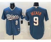 Men's Milwaukee Brewers #9 Bob Uecker Mineral Blue 2026 City Connect Stadium Stitched Baseball Jersey Men's Milwaukee Brewers #9 Bob Uecker Mineral Blue 2026 City Connect Stadium Stitched Baseball Jersey