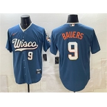 Men's Milwaukee Brewers #9 Jake Bauers Mineral Blue 2026 City Connect Stadium Stitched Baseball Jersey Men's Milwaukee Brewers #9 Jake Bauers Mineral Blue 2026 City Connect Stadium Stitched Baseball Jersey