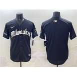 Men's Milwaukee Brewers Blank Black 'Gothic 414 Shadows Edition' Vapor Premier Limited Stitched Jersey
