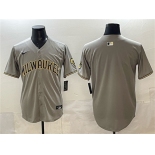 Men's Milwaukee Brewers Blank Gray Home Limited Stitched Jersey Men's Milwaukee Brewers Blank Gray Home Limited Stitched Jersey