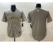 Men's Milwaukee Brewers Blank Gray Home Limited Stitched Jersey Men's Milwaukee Brewers Blank Gray Home Limited Stitched Jersey
