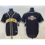 Men's Milwaukee Brewers Team Big Logo 2026 Fashion Replica Black Out Stitched Baseball Jersey Men's Milwaukee Brewers Team Big Logo 2026 Fashion Replica Black Out Stitched Baseball Jersey