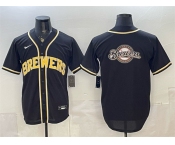 Men's Milwaukee Brewers Team Big Logo 2026 Fashion Replica Black Out Stitched Baseball Jersey Men's Milwaukee Brewers Team Big Logo 2026 Fashion Replica Black Out Stitched Baseball Jersey