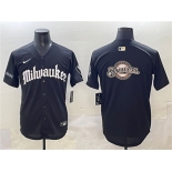Men's Milwaukee Brewers Team Big Logo Black 'Gothic 414 Shadows Edition' Vapor Premier Limited Stitched Jersey