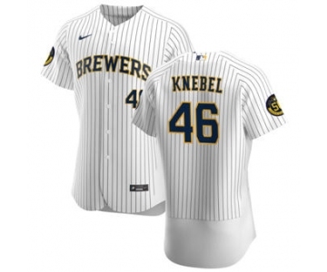 Men's Nike Milwaukee Brewers #46 Corey Knebel White Home 2020 Authentic Player Baseball Jersey