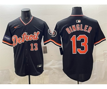 Men's Detroit Tigers #13 Dillon Dingler Black 2026 Meijer Patch Alternate Vapor Premier Limited Stitched Baseball Jersey