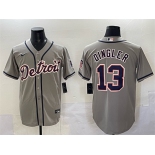Men's Detroit Tigers #13 Dillon Dingler Gray Cool Base Stitched Baseball Jersey Men's Detroit Tigers #13 Dillon Dingler Gray Cool Base Stitched Baseball Jersey