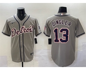 Men's Detroit Tigers #13 Dillon Dingler Gray Cool Base Stitched Baseball Jersey Men's Detroit Tigers #13 Dillon Dingler Gray Cool Base Stitched Baseball Jersey