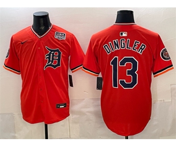 Men's Detroit Tigers #13 Dillon Dingler Orange 2026 Alternate USA 250' Patch Vapor Premier Limited Stitched Baseball Jersey