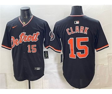 Men's Detroit Tigers #15 Max Clark Black Alternate 2026 Cool Base Stitched Baseball Jersey