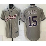 Men's Detroit Tigers #15 Max Clark Grey Cool Base Jersey Men's Detroit Tigers #15 Max Clark Grey Cool Base Jersey