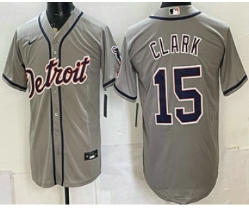 Men's Detroit Tigers #15 Max Clark Grey Cool Base Jersey