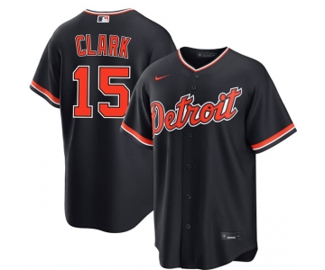 Men's Detroit Tigers #15 Max Clark Navy Alternate Stitched Baseball Jersey