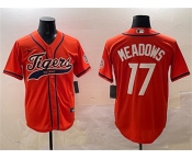 Men's Detroit Tigers #17 Parker Meadows Orange With Patch Cool Base Stitched Baseball Jersey
