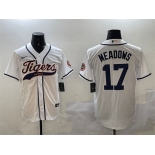 Men's Detroit Tigers #17 Parker Meadows White With Patch Cool Base Stitched Baseball Jersey