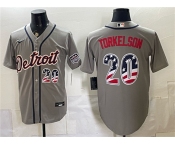 Men's Detroit Tigers #20 Spencer Torkelson Gray 2026 USA 250 Fourth of July Stitched Baseball Jersey