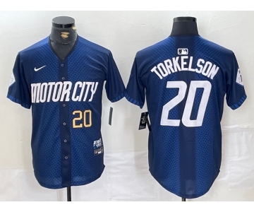 Men's Detroit Tigers #20 Spencer Torkelson Number 2024 Navy City Connect Cool Base Limited Stitched Jersey