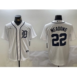 Men's Detroit Tigers #22 Parker Meadows White Cool Base Stitched Jersey