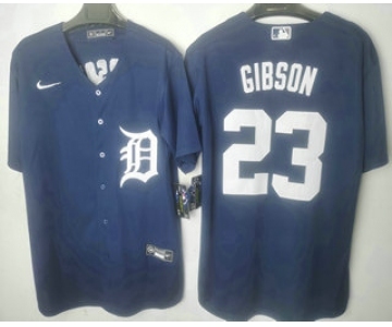 Men's Detroit Tigers #23 Kirk Gibson Navy Blue Stitched Cool Base Jersey