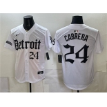 Men's Detroit Tigers #24 Miguel Cabrera 2026 White 'Motor Gothic Edition' Vapor Premier Limited Stitched Baseball Jersey Men's Detroit Tigers #24 Miguel Cabrera 2026 White 'Motor Gothic Edition' Vapor Premier Limited Stitched Baseball Jersey