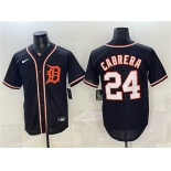 Men's Detroit Tigers #24 Miguel Cabrera Black 2026 Fashion Replica Black Out Stitched Baseball Jersey