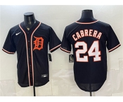 Men's Detroit Tigers #24 Miguel Cabrera Black 2026 Fashion Replica Black Out Stitched Baseball Jersey Men's Detroit Tigers #24 Miguel Cabrera Black 2026 Fashion Replica Black Out Stitched Baseball Jersey