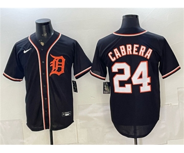 Men's Detroit Tigers #24 Miguel Cabrera Black 2026 Fashion Replica Black Out Stitched Baseball Jersey