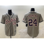 Men's Detroit Tigers #24 Miguel Cabrera Gray Cool Base Stitched Baseball Jersey