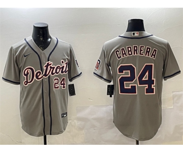 Men's Detroit Tigers #24 Miguel Cabrera Gray Cool Base Stitched Baseball Jersey