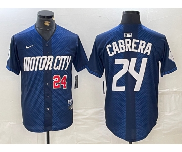 Men's Detroit Tigers #24 Miguel Cabrera Number Navy 2024 City Connect Cool Base Limited Stitched Jersey