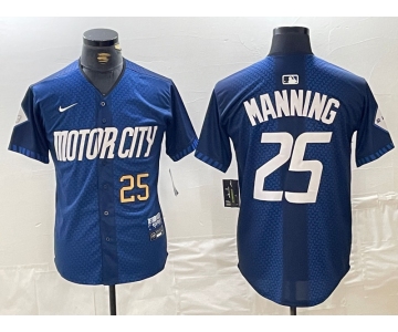 Mens Detroit Tigers #25 Matt Manning 2024 Number Navy City Connect Cool Base Limited Stitched Jersey