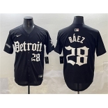 Men's Detroit Tigers #28 Javier Báez Black 'Motor Gothic Edition' Vapor Premier Limited Stitched Baseball Jersey