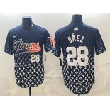 Men's Detroit Tigers #28 Javier Báez Navy With Patch Vapor Premier Limited Stitched Baseball Jersey Men's Detroit Tigers #28 Javier Báez Navy With Patch Vapor Premier Limited Stitched Baseball Jersey