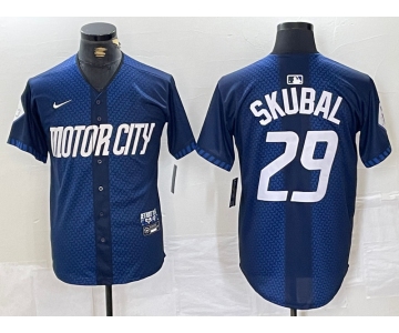 Men's Detroit Tigers #29 Tarik Skubal 2024 Navy City Connect Cool Base Limited Stitched Jersey