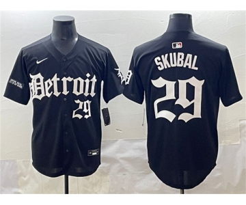 Men's Detroit Tigers #29 Tarik Skubal Black 'Motor Gothic Edition' Vapor Premier Limited Stitched Baseball Jersey