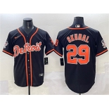 Men's Detroit Tigers #29 Tarik Skubal Black With Patch Cool Base Stitched Baseball Jersey