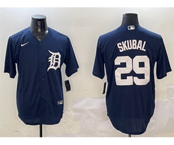 Men's Detroit Tigers #29 Tarik Skubal Navy Cool Base Stitched Baseball Jersey