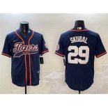 Men's Detroit Tigers #29 Tarik Skubal Navy With Patch Cool Base Stitched Baseball Jersey