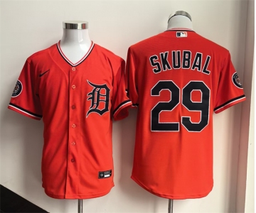 Men's Detroit Tigers #29 Tarik Skubal Orange 2026 Alternate Stitched Baseball Jersey