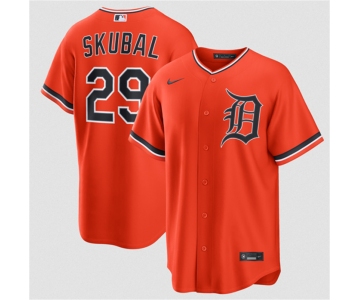 Men's Detroit Tigers #29 Tarik Skubal Orange Alternate Stitched Baseball Jersey