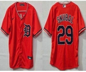 Men's Detroit Tigers #29 Tarik Skubal Orange Cool Base Jersey