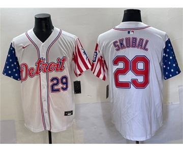 Men's Detroit Tigers #29 Tarik Skubal White 2025 Memorial Day Vapor Premier Limited Stitched Baseball Jersey
