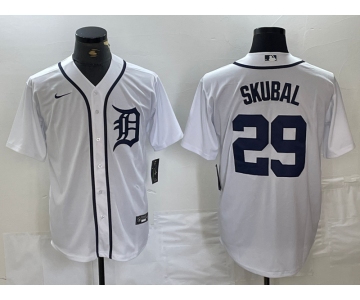 Men's Detroit Tigers #29 Tarik Skubal White Cool Base Stitched Jersey